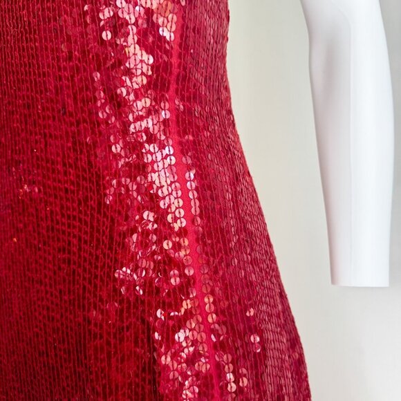 Joseph Ribkoff Gala Red Dequion Low Plunge Open Back Bia Cut Gown M - Picture 4 of 12